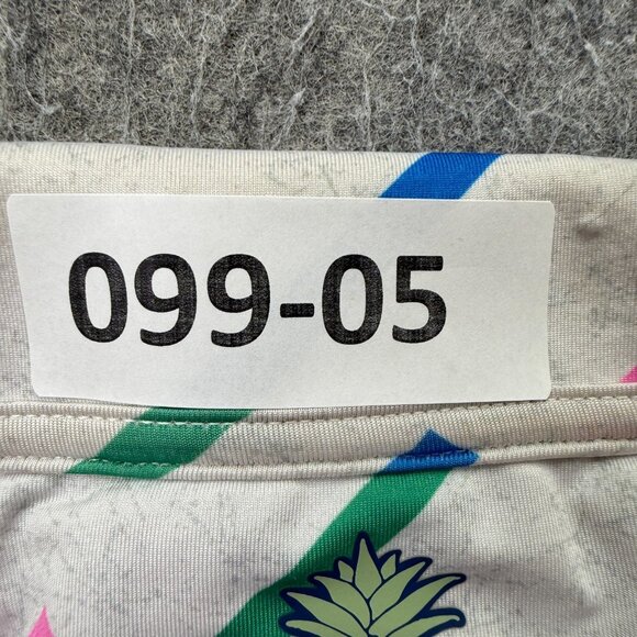 Chubbies Performance Polo Shirt Men L White Green Pink Blue Striped Stretch - Picture 13 of 13